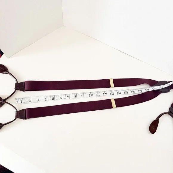 Classic Burgundy Braces with Elastic Straps, Leather Button Straps - Picture 9 of 11